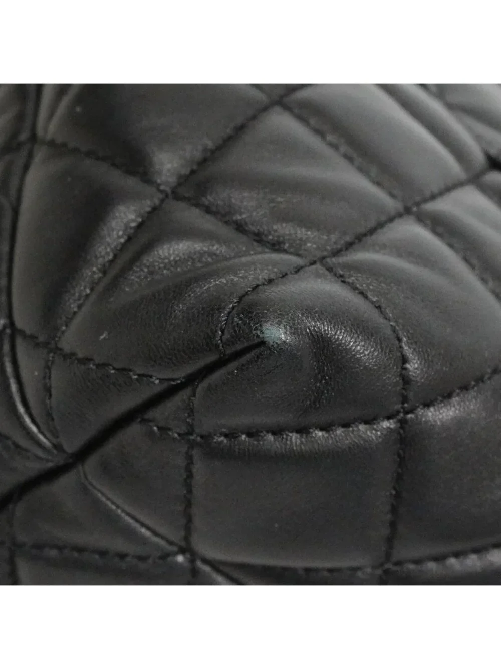 Chanel Tote Bag Quilted Lambskin Black Silver